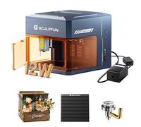SCULPFUN iCube Ultra 12W graveur laser entièrement fermé, zone de travail de 150 x 150 mm, avec pompe à air à filtre à fumée, jeu de buses en nid d'abeille, réduit la fumée et la poussière