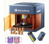 SCULPFUN iCube Ultra Double Laser à diode 12W infrarouge 1,2 W, machine de gravure laser avec rouleau laser RAmini, zone de travail 150 x 135 mm avec filtre à fumée