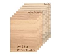 SCULPFUN Lot de 8 contreplaqué Basenhu et gel - Format A4 - 30 x 20 x 3 cm - Bois non traité - Convient pour les travaux manuels, la gravure au laser et la découpe
