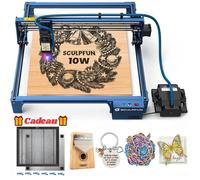 SCULPFUN S30 Pro Graveur laser 10W avec pompe et buse d'assistance à l'air automatique et 400x400x22mm lit laser en nid d'abeille