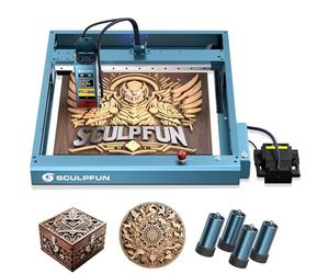 SCULPFUN SF-A9 Machine à graver laser, 40 W, puissance de sortie 20/40 W, graveur laser avec assistance aérienne, 36000 mm/min, application hors ligne, alarme de flamme, machine de gravure laser pour