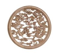 Sculpté Applique Lot De 2 Bas-Reliefs Antiques En Bois Massif Représentant Un Dragon Et Un Phénix À Suspendre Au Mur Avec Des Fleurs Rondes 30cm