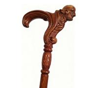 Sculptée À La Main Sirène Chevalier Prince Cane Marche en Bois Rouge - Bâton Décoratif pour Hommes Femmes Cosplay, Collection(Knight)