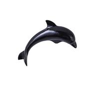 Sculpture Artisanale en céramique de Dauphins Noirs Décoration Murale à Suspendre à la Maison 24cm