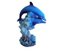 Sculpture Bleue, Ornement de Table en résine, Figurine d'océan, Cadeaux sur Le thème des Dauphins d'art Moderne, Dauphins nageant Autour de la Statue de récif de Corail, pour la décoration du