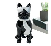 Sculpture Bouledogue française, Statue Bulldog - Décoration de chien en résine de bureau - Figurine moderne Bulldog avec lunettes écharpe, statue décorative pour la maison pour le salon, la chambre à