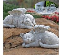 Sculpture commémorative en pierre d'un chien ange et d'un chat ange, figurine en position de sommeil, pour pleurer et commémorer les animaux de compagnie décédés, exprimer ses condoléances, cadeau de 