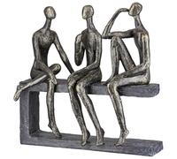 Sculpture Conversation en Résine Bronze et Gris - Finition Antique - Motif Friends - Hauteur 25 cm x Largeur 26 cm