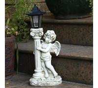 Sculpture D’Ange De 19,29 Pouces / 50 Cm avec des Lumières Solaires, Statue De Jardin D’Ange avec Pilier Roma, Lampadaire Solaire Extérieur Décoration De Paysage De Jardin, Right