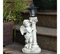 Sculpture D’Ange De 19,29 Pouces / 50 Cm avec des Lumières Solaires, Statue De Jardin D’Ange avec Pilier Roma, Lampadaire Solaire Extérieur Décoration De Paysage De Jardin, Left