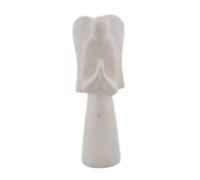 Sculpture d'ange en pierre fabriquée à la main, blanche, méditation et décoration spirituelle, 20 cm, fabriquée par un artisan kenyan avec Storycard