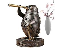 Sculpture d'animal de - Modèle Steampunk | Figurines de Collection | Figurine mécanique rétro de Pingouins avec télescope et Canne - Statue de Bureau en résine pour Steampunk - Cadeau