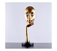 Sculpture d'art abstraite, statue de figure de visage doré pour décoration moderne dans le salon, la chambre, le bureau et le bar