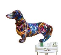 Sculpture d'art teckel - Statue peinte de teckel | Statuette de chien avec graffiti coloré, sculpture d'animal faite à la main pour la décoration de la maison, cadeau créatif pour les amoureux des
