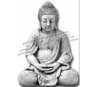 Sculpture de Bouddha en aspect pierre. Grande sculpture pour le jardin et l'habitat 42cm