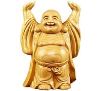 Sculpture de Buis Bouddha rieur Statue Sculpturin Sagesse et Richesse Utilisation comme pièce d'exposition Feng Shui
