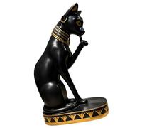 Sculpture de chat décorative en résine pour tables consoles, figurine égyptienne d ' intérieur avec collier et base d ' affichage Sculpture de chat en résine, décoration égyptienne, figurine de table,