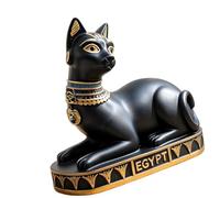 Sculpture de chat décorative en résine pour tables consoles, figurine égyptienne d ' intérieur avec collier et base d ' affichage Sculpture de chat en résine, décoration égyptienne, figurine de table,