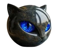 Sculpture de chat noir en pierre - Sculpture de chat en résine fabriquée à la main avec texture marbre et yeux ambrés, mini figurine de chat noir, décoration cadeau pour les amateurs et les