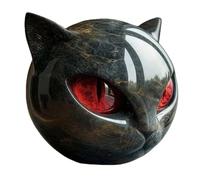 Sculpture de chat noir en pierre - Sculpture de chat en résine fabriquée à la main avec texture marbre et yeux ambrés, mini figurine de chat noir, décoration cadeau pour les amateurs et les