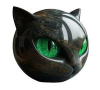 Sculpture de chat noir en résine pour Halloween Statue de chat de table pour la décoration intérieure (vert)