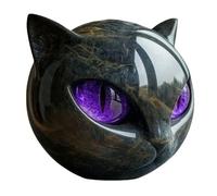 Sculpture de chat noir en résine pour Halloween - Statue de chat de table pour la décoration intérieure (violet)