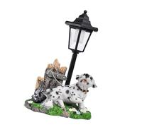 Sculpture de chien en résine - Lampe solaire pour terrasse et balcon - Statue d'art - Décoration animale - Poteau lumineux à énergie solaire