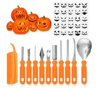 Sculpture de Citrouille, 10 Pièces Pumpkin Carving Kit, Kit de Sculpture de Citrouille avec Sac Transport, 25 Modèles de Sculpture, Kit de Sculpture de Citrouille D'Halloween pour DIY Citrouille