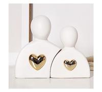 Sculpture de couple, sculptures décoratives en forme de cœur pour salon, chambre à coucher, bureau, poison d'amour, céramique, blanc, concentrique