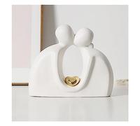 Sculpture de couple, sculptures décoratives en forme de cœur pour salon, chambre à coucher, bureau, poison d'amour, céramique, blanc, baiser