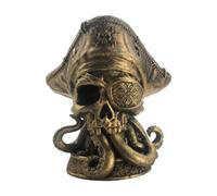 Sculpture de crâne de corsaire - Tête de crâne humain rétro futuriste prête à l'emploi - Figurine de crâne de chef de pieuvre de poulpe - Décoration de tête de squelette effrayant sombre - Tête de