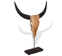 Sculpture de crâne de taureau teck 66x15x88 cm statue debout vidaXL