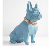 Sculpture De DéCoration De Maison De Bulldog FrançAise, Statue De Bulldog De RéSine, Figurines D'Art Animal, Pour Le Bureau, Bureau, Salle à Manger, DéCoration De La Chambre à Coucher,Light blue