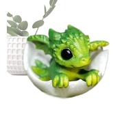 Sculpture de dinosaure, statue de dinosaure - Figurine drôle de petit dinosaure avec coquille d'oeuf | Figurine de dragon d'art en résine créative pour chambre d'enfant, étagères, studio