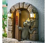 Sculpture de dragon de cour - Décoration murale en résine résistante aux intempéries - Jolie statue de dragon de jardin en résine - Figurines d'art décoratives pour terrasse et cour (style B)