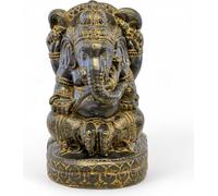 Sculpture de Ganesha - divinité de la chance - mélange de pierres éléphant jaune - 45x25x25 cm