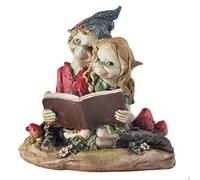 Sculpture de jardin magique et mystérieuse - Lutins Pixie - De qualité supérieure - Avec couple de lutins sur balançoire à suspendre - Figurines féeriques de lutins décoratives - Hauteur de 10 cm