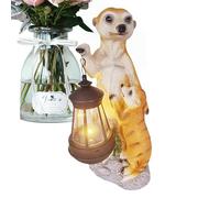 Sculpture de jardin Mère suricate - Statue d'animal à lumière solaire pour décoration extérieure de terrasse, cour ou balcon | Figurine de suricate avec lanterne pour allée, porche, pelouse ou