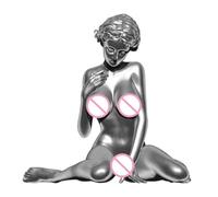 Sculpture de la Déesse - Figurines en résine de femme nue argentée - Sculpture décorative artisanale, décoration d'art domestique, sculpture de corps pour femme, pour table, étagère d'appartement