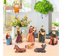 Sculpture De La Nativité, Ensemble De Figurines De La Nativité - 8 X Décorations De Bureau De Noël En Résine, Figurine De Collection Pour Décoration De Table Festive, Comprenant Jésus, Marie Et Joseph