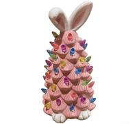 Sculpture de lapin en résine éclairée par LED conçue pour la décoration de Noël, adaptée pour les configurations de vacances en intérieur et en extérieur avec un charmant design lumineux (lièvre rose)