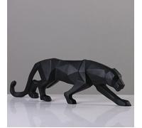Sculpture de léopard ornements sculpture géométrique résine statue de léopard animal sauvage décoration de la maison noir