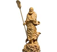 Sculpture de maître Zen Dharma 15/20 cm, Sculpture sur Bois, Accessoires pour la Maison, Artisanat de Salon Chinois, Ornements de Bouddha (20 cm)