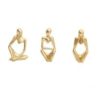 Sculpture de penseur moderne en résine avec figurine creuse abstraite pour accent décoratif sur la maison, le bureau, les étagères, les armoires ou les centres de divertissement (doré)