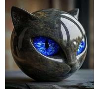 Sculpture De Pierre De Chat Noir, Sculpture Noire De Tête De Chat, Sculptures De Guérison De Cristal Sculptée À La Main, Jolie Décoration De Soulagement Du Stress, Pour La Maison, Le Bureau (C)