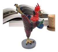 Sculpture De Poulet Kung Fu - Finition Orange Bleu, Figurine De Coq Dynamique, Accessoire D'affichage De Bureau, Pièce De Décoration Créative Pour La Maison | Pour Table Basse, Bibliothèque, Table D'a