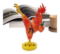 Sculpture De Poulet Kung Fu - Finition Orange Bleu, Figurine De Coq Dynamique, Accessoire D'affichage De Bureau, Pièce De Décoration Créative Pour La Maison | Pour Table Basse, Bibliothèque, Table D'a