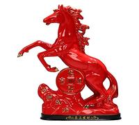 Sculpture de Table Cheval du Zodiaque Rouge, Sculpture de Bureau, Armoire à vin, ameublement Feng Shui, Bijoux artisanaux, Statue du Zodiaque en céramique (Taille : E)