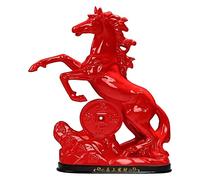 Sculpture de Table Cheval du Zodiaque Rouge, Sculpture de Bureau, Armoire à vin, ameublement Feng Shui, Bijoux artisanaux, Statue du Zodiaque en céramique (Taille : F)