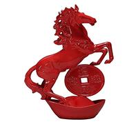 Sculpture de Table Cheval du Zodiaque Rouge, Sculpture de Bureau, Armoire à vin, ameublement Feng Shui, Bijoux artisanaux, Statue du Zodiaque en céramique (Taille : Cheval Animal)